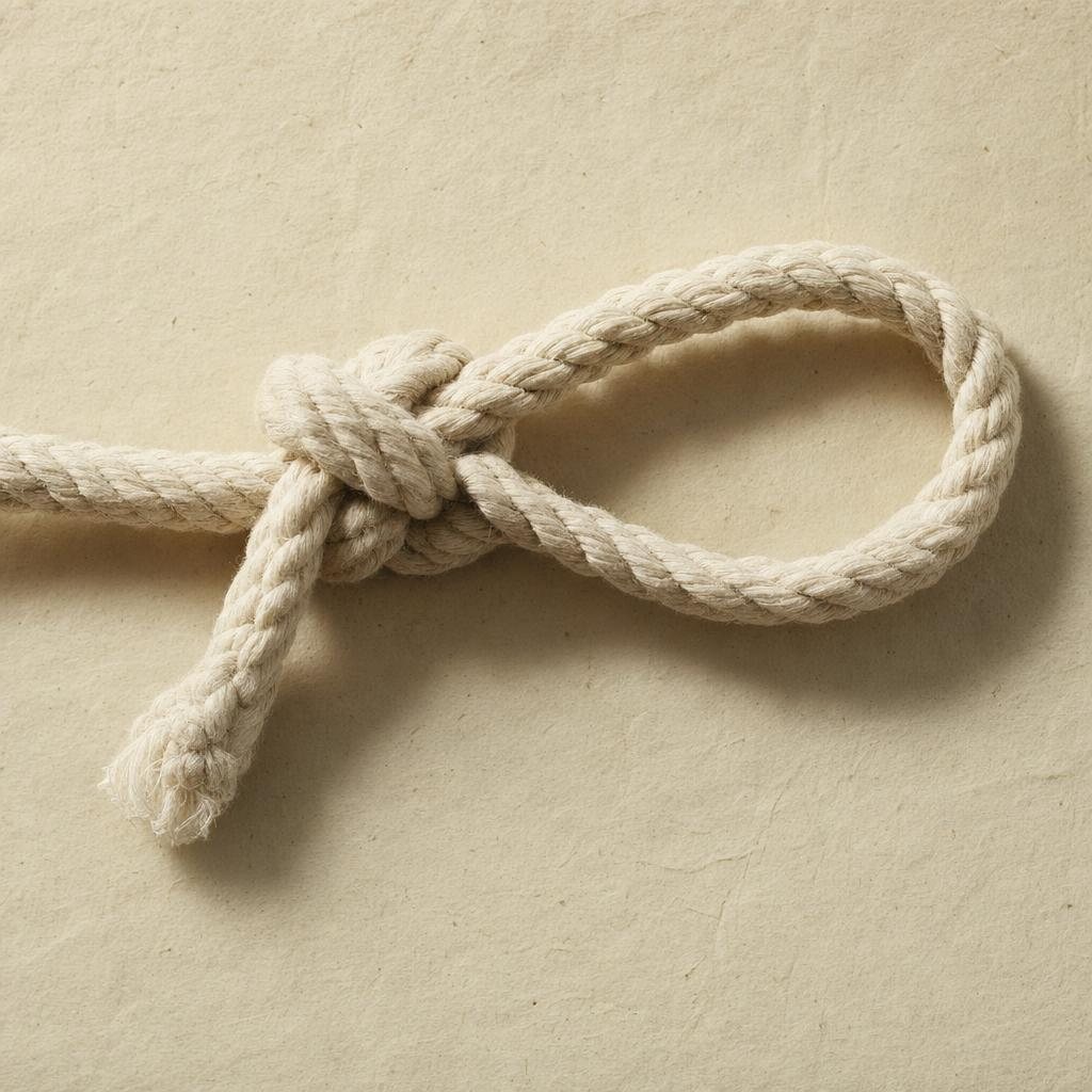 A bowline knot in cream rope